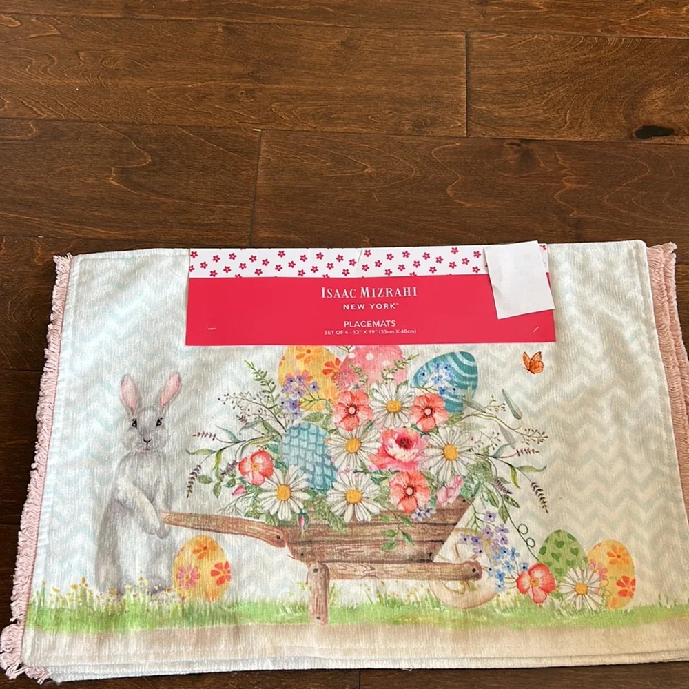 Isaac Mizrahi Set Of 4 Easter Eggs Bunny Floral Placemats Garden